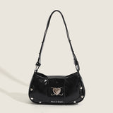 PU Spice Bag  Women's Fashion Chain Decor Shoulder Bag, Heart Decorated Pu Leather Bag For Daily Used