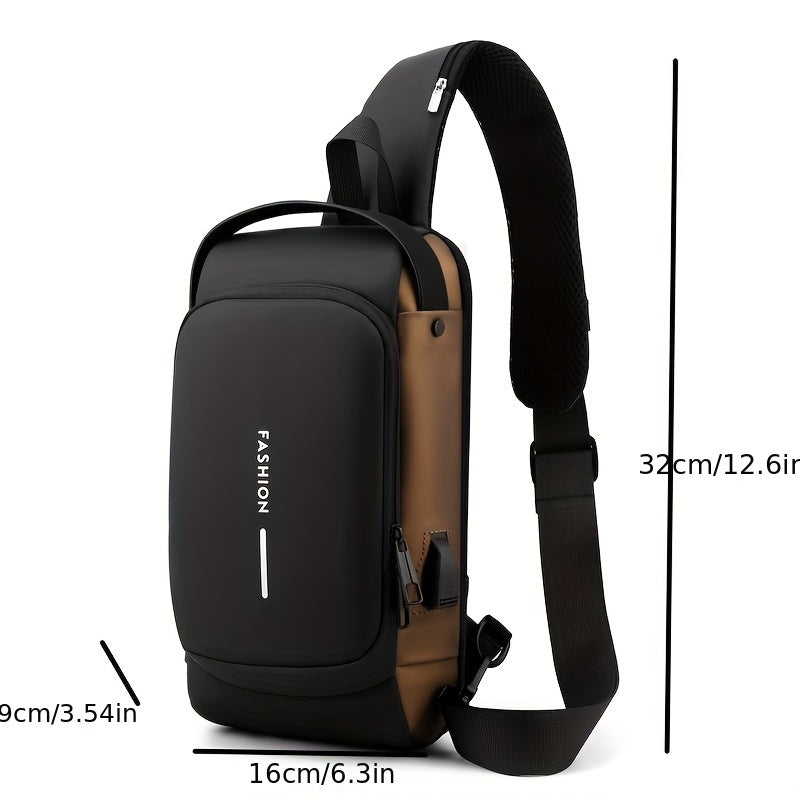 Crossbody Sling Bag With USB Charging Port Waterproof Scratchproof Shoulder Backpack Lightweight Chest Bag Give Gifts To Men