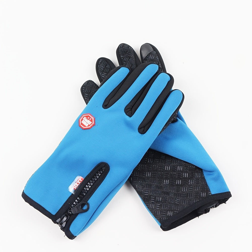 Winter Waterproof Warm Gloves Short Adjustable Zipper Touch Screen Gloves Outdoor Sports Non-slip Windproof Gloves  Christmas time