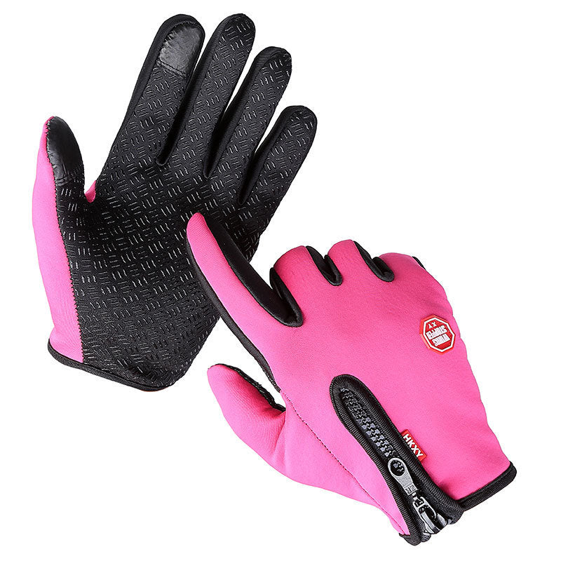 Winter Waterproof Warm Gloves Short Adjustable Zipper Touch Screen Gloves Outdoor Sports Non-slip Windproof Gloves