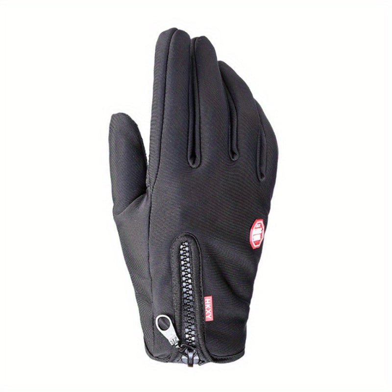 Winter Waterproof Warm Gloves Short Adjustable Zipper Touch Screen Gloves Outdoor Sports Non-slip Windproof Gloves