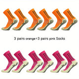 1pair Unisex Non-slip Silicone Bottom Athletic Socks For Football, Breathable Mid-Calf Socks For Outdoor Indoor Sports