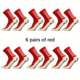 1pair Unisex Non-slip Silicone Bottom Athletic Socks For Football, Breathable Mid-Calf Socks For Outdoor Indoor Sports