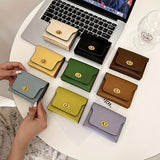 Mini Solid Color Clutch Wallet, Turn-Lock Multi Layer Coin Purse