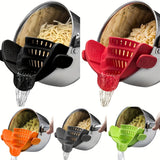 1pc, Strainer, Silicone Pot Strainer, Adjustable Silicone Clip On Strainer For Pots Pans And Bowls, Kitchen Pot Strainer, Hand Held Pot Drainer, Fruit Washing Filter For Noodles Pasta Veggies, Food Strainers, Colander With Clip, Kitchen Gadgets