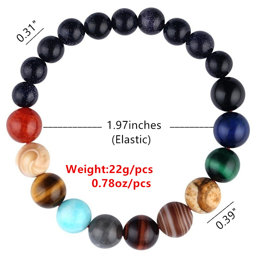 1pc Fashion Eight Planets Beaded Bracelet Men's Natural Stone Cosmic Yoga Chakra Solar Bracelet
