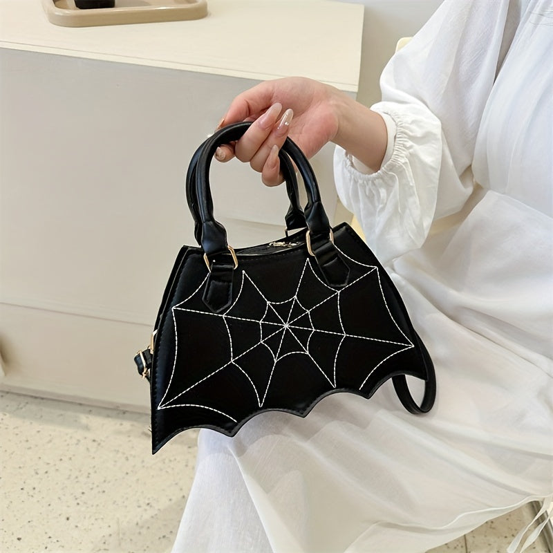 Gothic Bat Wing Novelty Bag, Trendy PU Crossbody Bag, Women's Punk Y2K Shoulder Purse & Handbag For Halloween