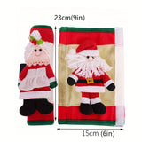 2pcs, Christmas Refrigerator Door Handle Cover Santa Snowman Kitchen Appliance Handle Covers Decorations For Fridge Microwave Oven Dishwasher Christmas Handle Protector