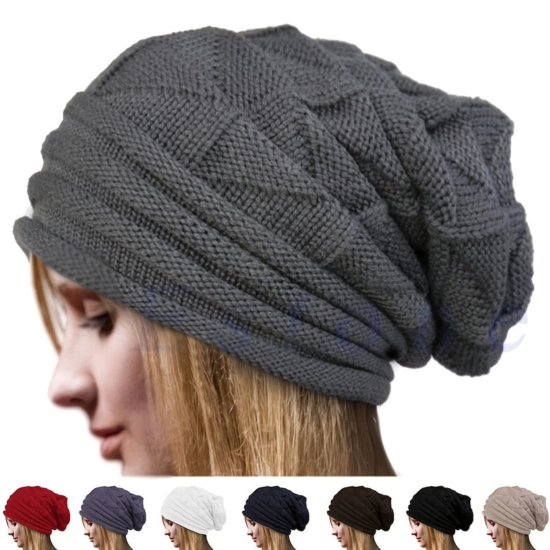 Petscute Unisex Knitted Baggy Beanie, Oversized Winter Hat, Ski Slouchy Cap Skullies Beanie, Women Winter Warm Cap Beanies