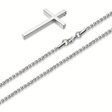 1pc Cross Necklace Silver Titanium Steel Necklace, Personality Fashion Hip Hop Pendant Necklace For Men
