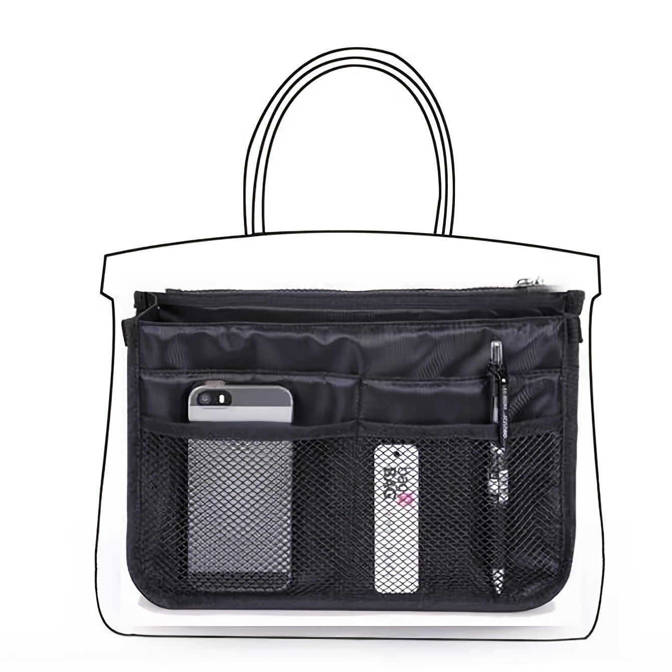 Purse Insert Storage Bag, Versatile Travel Organizer Bag Insert Cosmetic Bag With Multi-Pockets