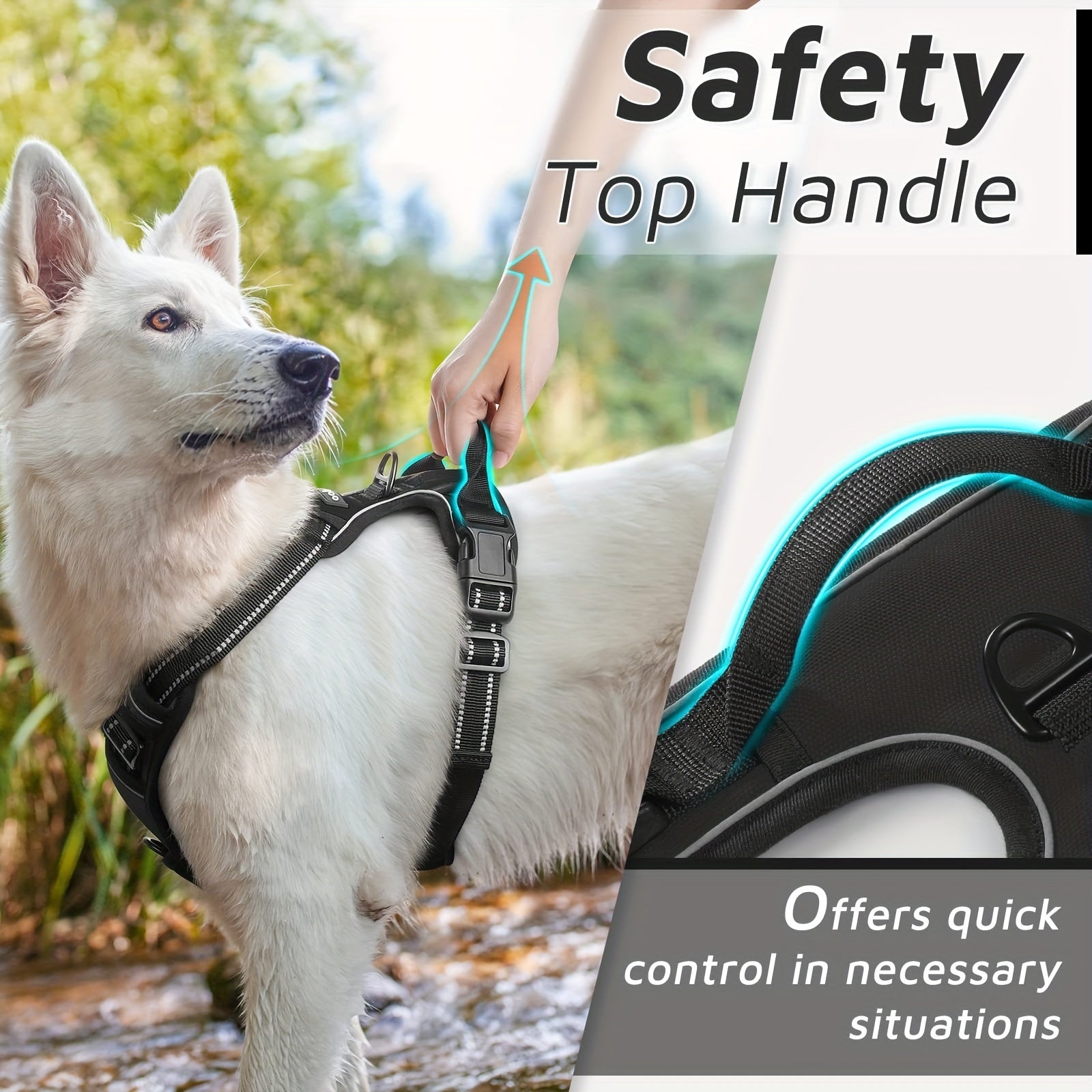 Reflective No-Pull Dog Harness with Easy Control Handle and Adjustable Soft Padding for Small, Medium, and Large Dogs