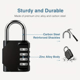 1pc Password Lock Combination Lock 4 Digit Outdoor Waterproof Padlock For School Gym Locker, Sports Locker, Fence, Toolbox, Gate, Case, HASP Storage, Black