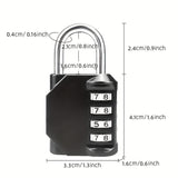 1pc Password Lock Combination Lock 4 Digit Outdoor Waterproof Padlock For School Gym Locker, Sports Locker, Fence, Toolbox, Gate, Case, HASP Storage, Black