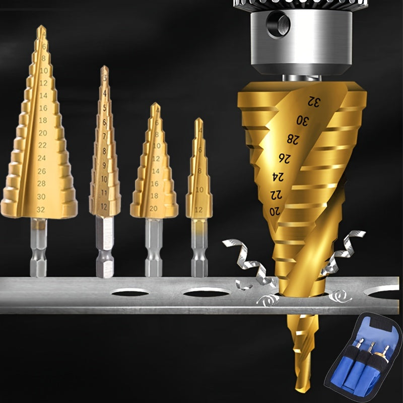 Upgrade Your Drilling Power With This Titanium-Coated HSS Step Drill Bit Set - Perfect For Wood & Metal!