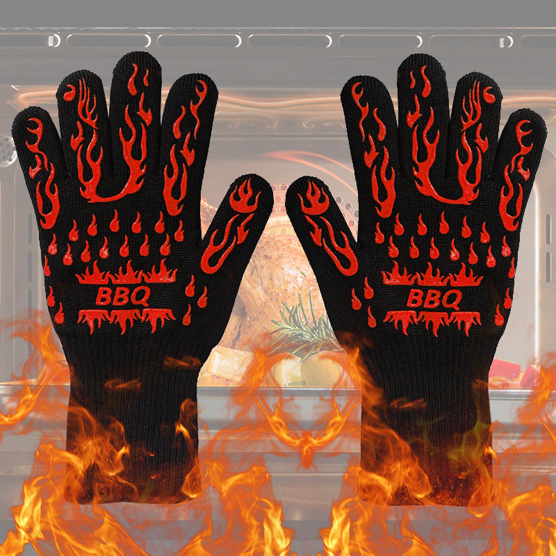 1pc Heat Resistant Oven Gloves - Cut Resistant, Non-Slip Silicone BBQ Gloves for Kitchen, Grill, Camping, and Cookware - Back to School Supplies