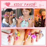 Little Girl Jewel Rings In Box, Adjustable, No Duplication, Girl Pretend Play And Dress Up Rings (24 Lovely Ring)