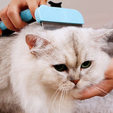 2-in-1 Pet Grooming Comb Brush and Deshedding Tool for Cats, Kittens, Dogs, and Puppies - Effective Hair Removal and Detangling