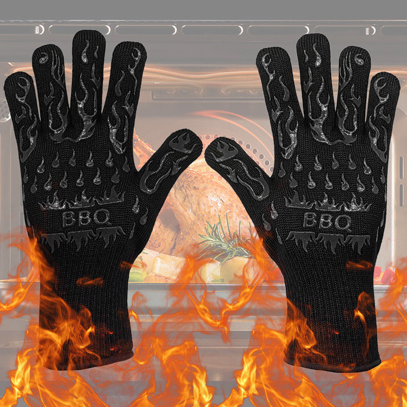 1pc Heat Resistant Oven Gloves - Cut Resistant, Non-Slip Silicone BBQ Gloves for Kitchen, Grill, Camping, and Cookware - Back to School Supplies