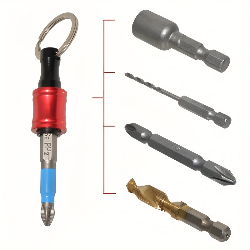 6pcs/Set 1/4" Hexagonal Shank Screwdriver Head Holder Extension Rod Key Chain Adapter Drill Bit Quick Replacement Portable Hand-held Drill Bit Holder For Electric Screwdrivers And Drill Bits (6 Colors)