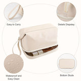 Minimalist Double Layer Makeup Bag, Solid Color Cosmetic Bag, Travel Toiletry Wash Bag