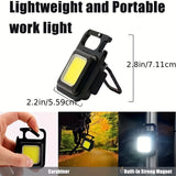 1pc COB Small Torch. 500Lumens Bright Rechargeable Keychain Mini Flashlight 4 Light Modes Portable Pocket Light With Folding Bracket Bottle Opener For Fishing. Walking And Camping (Black)