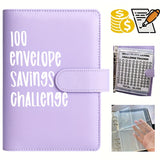 1 Set 100 Envelope Challenge Binder Easy And Fun Way To Save $5,050 Savings MoneyChallenges Binder Budget Binder With Cash Notebook 25 Inner Pages (without Numbers)+ 1pc Digital Page