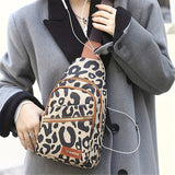 Vintage Leopard Pattern Sling Bag, Zipper Crossbody Bag, Women's Classic Purse Fro Outdoor