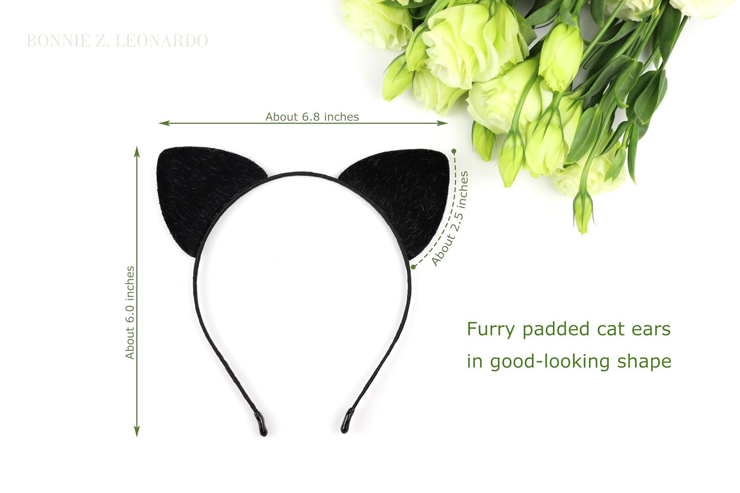 Black Cat Ears Headband Furry Padded Catwomen Headbands Cat Black-F