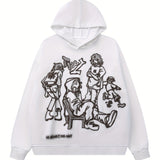 Cartoon Graphic Print Hoodie, Baddie Clothes Long Sleeve Hoodies Sweatshirt, Women's Clothing