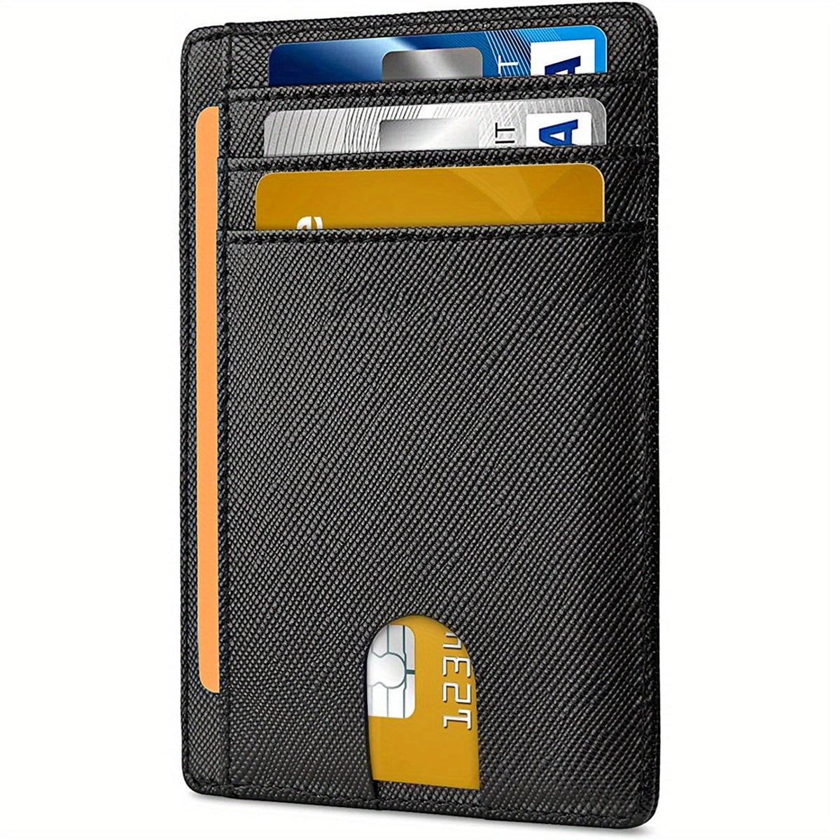 Slim Minimalist Pocket Wallet Genuine Leather RFID Blocking Credit Card Holder For Work Travel