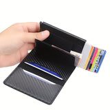 Carbon Fiber Credit Card Holder Wallet Men Rfid Smart Metal Thin Slim Pop Up Minimalist Wallet Small Black Purse Metal Wallet