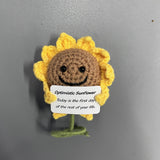 1pc, Smiling Front Sunflower Cute Wool Knitted Doll Front Card Positive Card Smiling Knitted Sunflower Doll