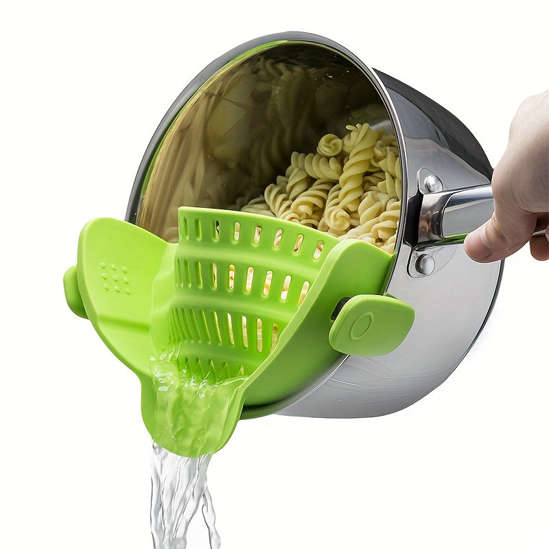 1pc, Strainer, Silicone Pot Strainer, Adjustable Silicone Clip On Strainer For Pots Pans And Bowls, Kitchen Pot Strainer, Hand Held Pot Drainer, Fruit Washing Filter For Noodles Pasta Veggies, Food Strainers, Colander With Clip, Kitchen Gadgets