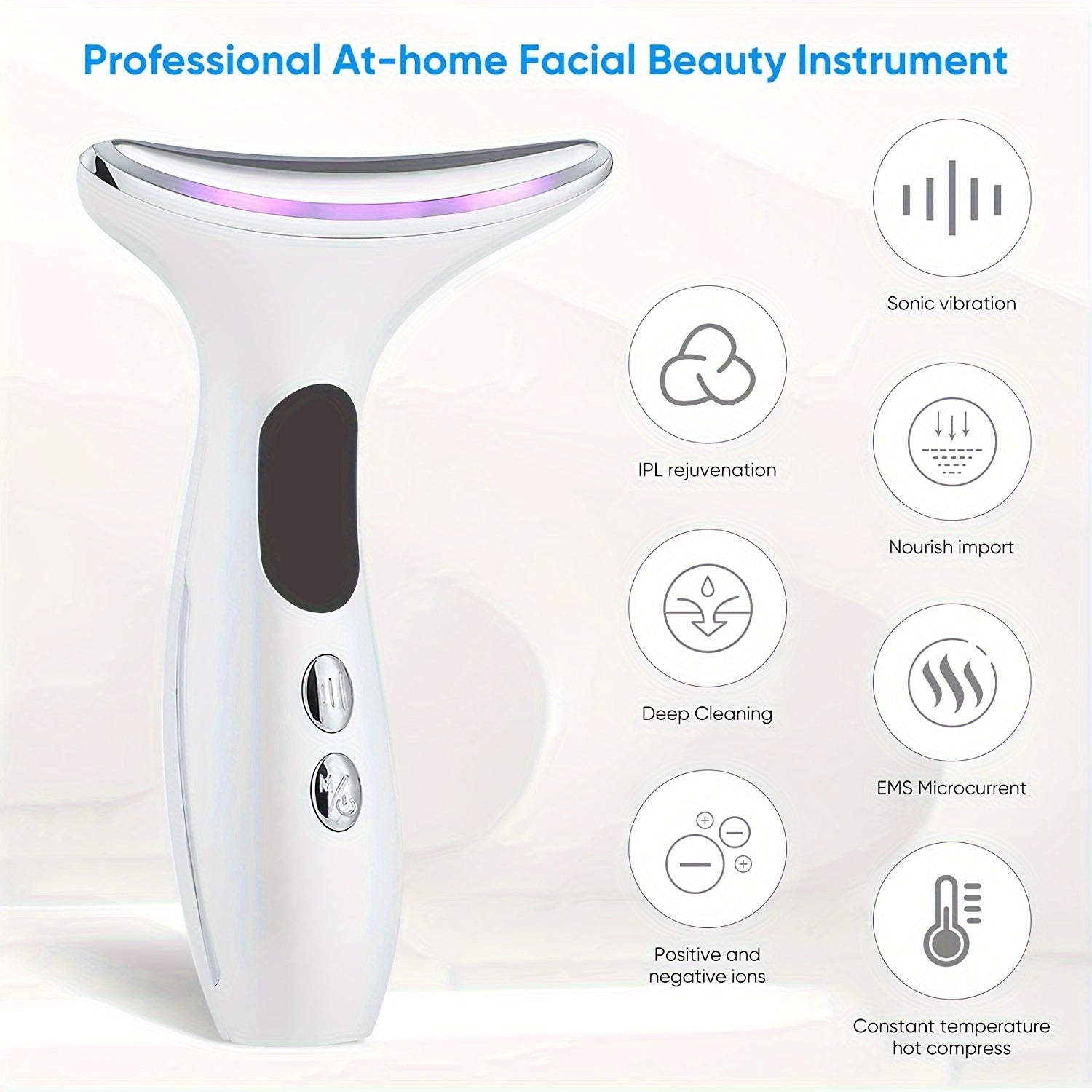 3 Colors LED Photon Care Beauty Device Neck And Face Massager - Perfect Gift For Women And Girls