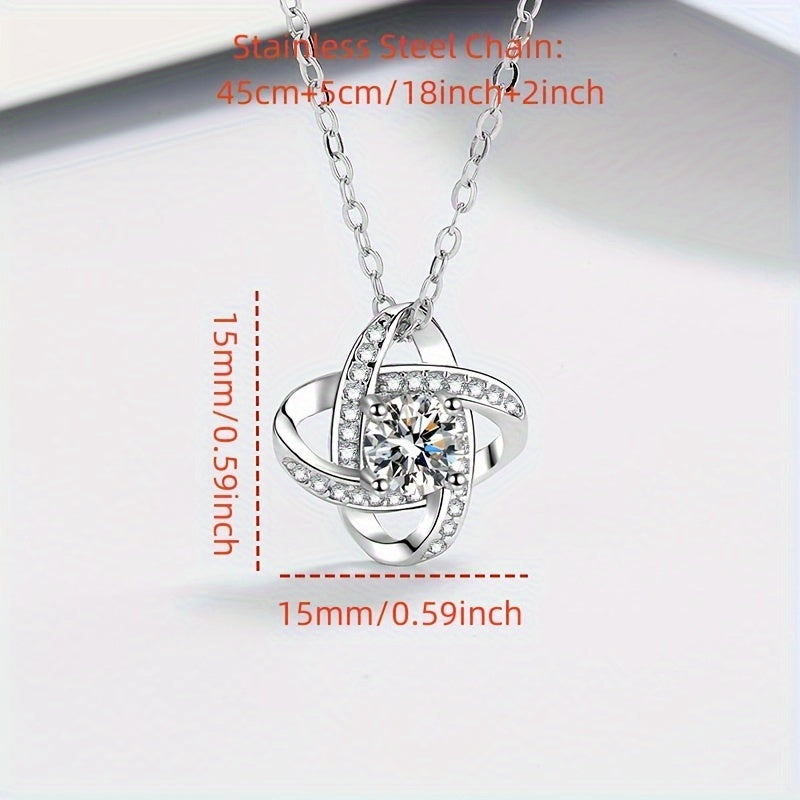 To My Beautiful Mom Cubic Zirconia Love Knot Necklace Mom Gift, Mom Necklace, Mother's Day Gifts