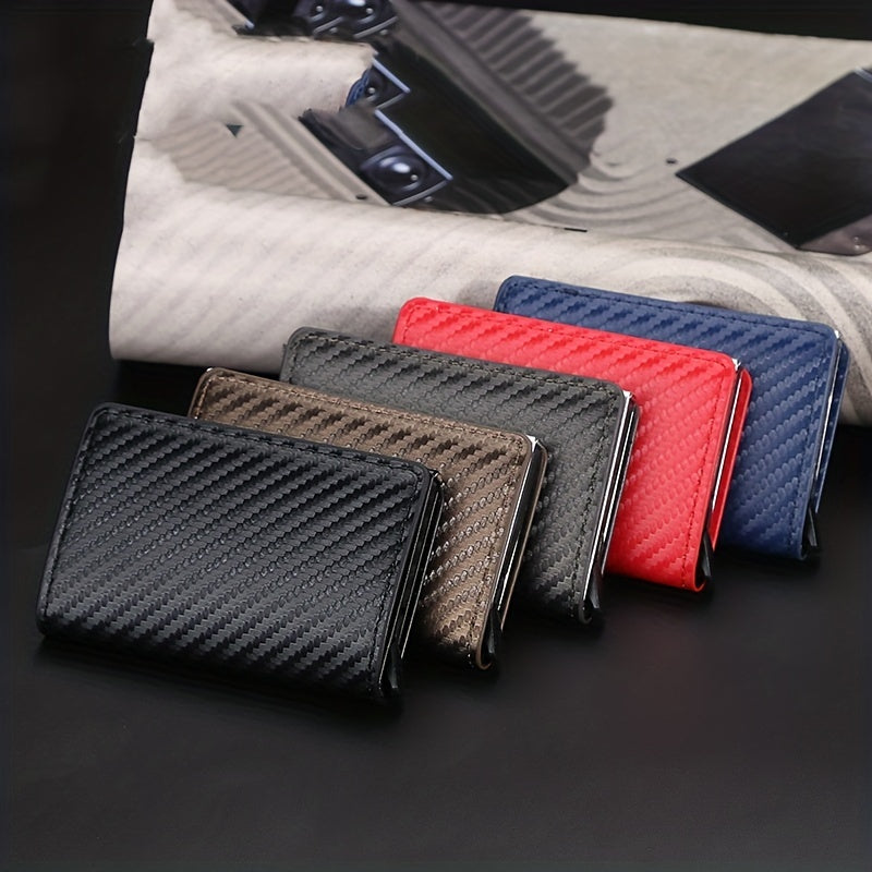 Carbon Fiber Credit Card Holder Wallet Men Rfid Smart Metal Thin Slim Pop Up Minimalist Wallet Small Black Purse Metal Wallet