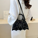 Gothic Bat Wing Novelty Bag, Trendy PU Crossbody Bag, Women's Punk Y2K Shoulder Purse & Handbag For Halloween