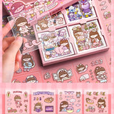 100pcs Non-repeating Pet Stickers Cartoon Cute Girl DIY Journal Stickers