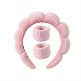 Face Wash Headband Towel Wristband Set Plush Head Hoop For Spa Make Up Daily Hair Accessories