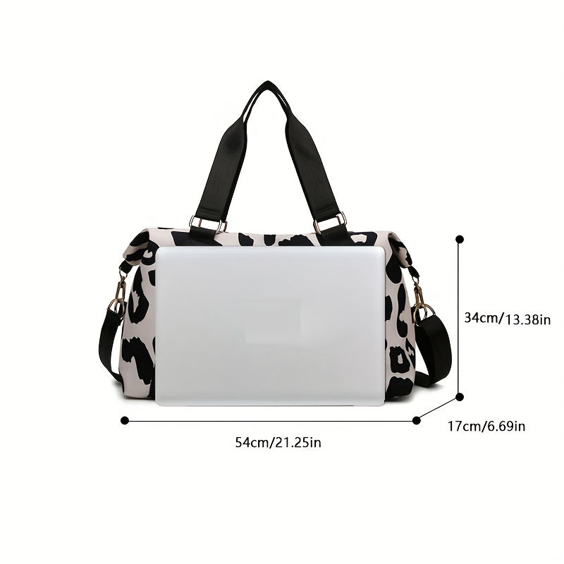 Leopard Double Handle Duffle Bag - Perfect for Sports, Fitness, and Travel with Wet/Dry Separation