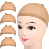 4pcs HD Wig Cap Elastic Breathable Invisible Wig Caps Perfect For Professional Use