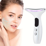 3 Colors LED Photon Care Beauty Device Neck And Face Massager - Perfect Gift For Women And Girls